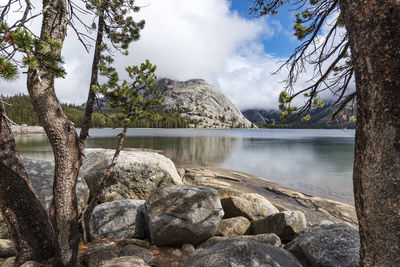 Scenic view of lake against sky