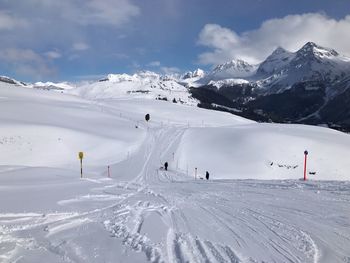 Scenic view of snowcapped mountain against sky