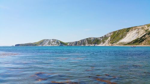 Scenic view of sea against clear sky