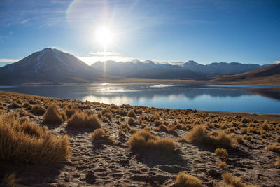 Scenic view of mountains against sky