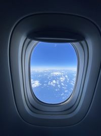View of sky seen through airplane window