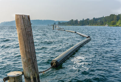 Pontoons create a divide on lake washington.