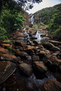 River flowing through rocks in forest