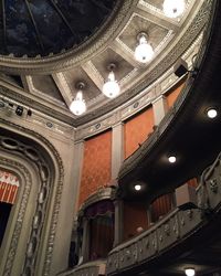 Low angle view of illuminated ceiling