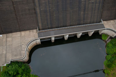 High angle view of arch bridge in city