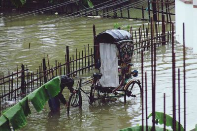 People working in water