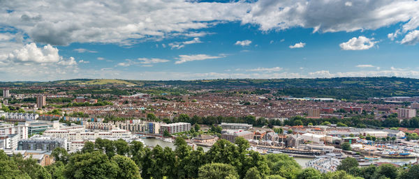 High angle view of townscape against sky