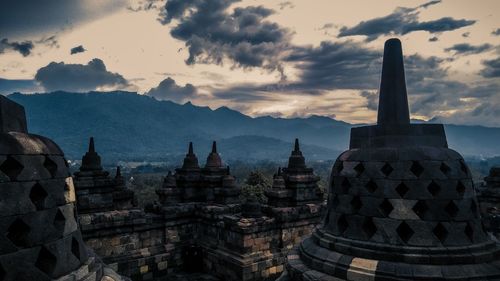 Stupas of building against sky