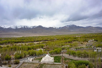 High angle view of townscape against sky