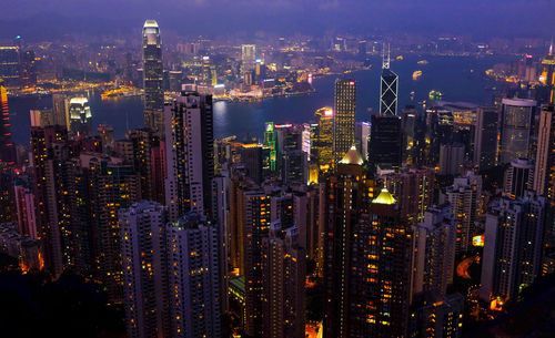 Illuminated cityscape at night