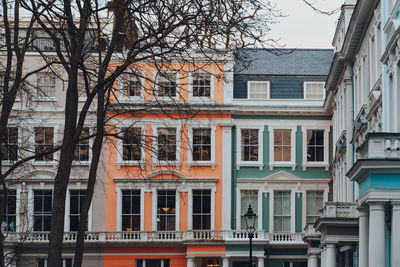 Pastel coloured terraced houses in primrose hill, london, uk.