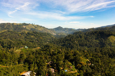 Rural area in the mountains among tea plantations and agricultural lands. ella, sri lanka.