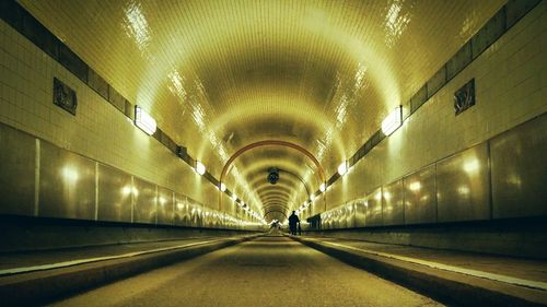 Underground walkway at night