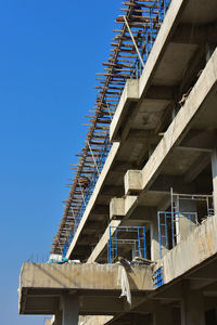 Scaffolding on a building under construction.