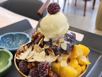 Close-up of dessert in plate