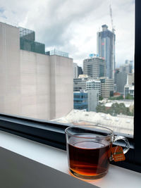 View of glass of building