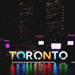 View of illuminated city at night