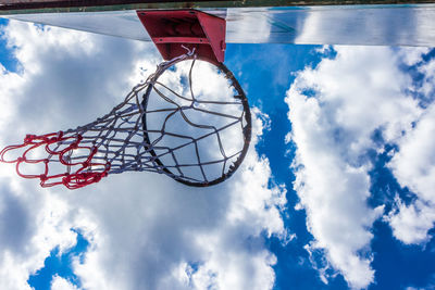 Low angle view of basketball hoop against sky