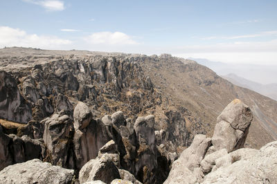 Panoramic view of mountains against sky