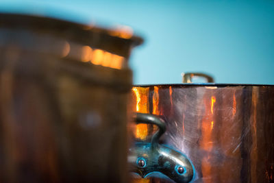 Close-up of machine in container