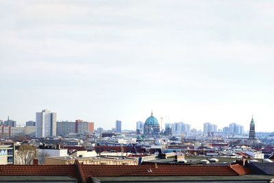 High angle view of buildings in city