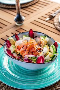 Close-up of food in plate on table
