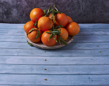 High angle view of fruits on table