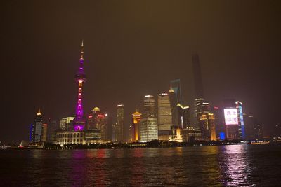 Illuminated city at night