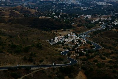 High angle view of road amidst landscape