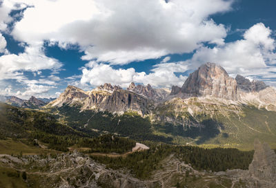 Panoramic view of landscape and mountains against sky