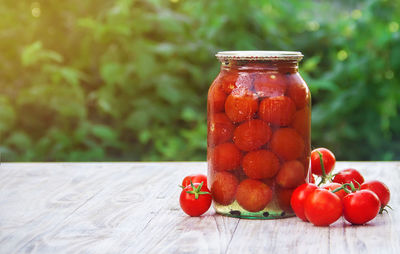 Close-up of cherry tomatoes on table