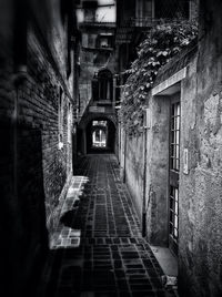 Narrow alley along buildings