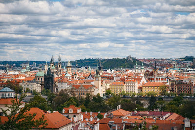 High angle view of cityscape against sky