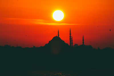 Silhouette of temple during sunset