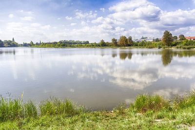 Scenic view of lake against sky