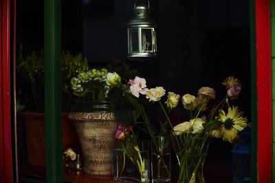 Close-up of vase against black background