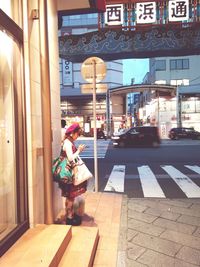 Man on street in city