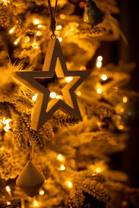 Close-up of illuminated christmas lights