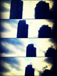 Low angle view of modern building against cloudy sky