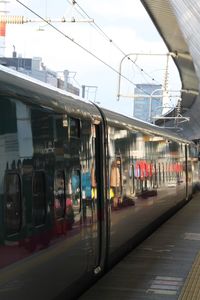 Train on railroad station platform