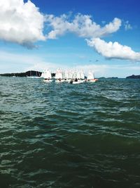 Boats sailing in sea