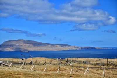 Scenic view of sea against cloudy sky