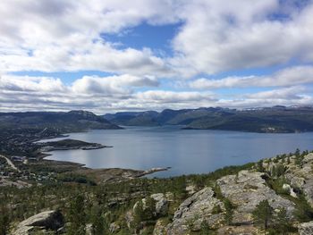 Scenic view of lake against sky