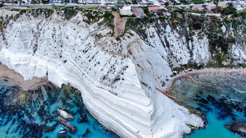 High angle view of icicles on land