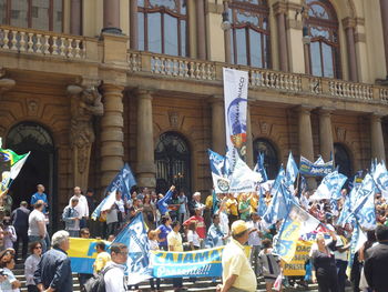 Crowd at market in city