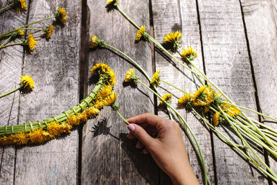 Close-up of woman hand holding flowers