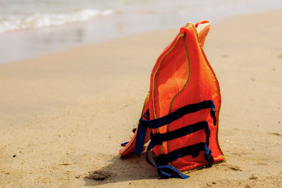 Red umbrella on beach