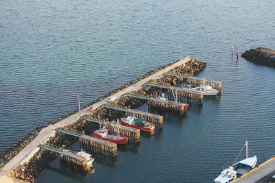 High angle view of pier and sea