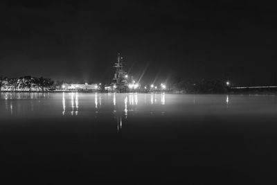 View of illuminated city at night