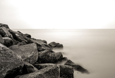 Close-up of sea against clear sky